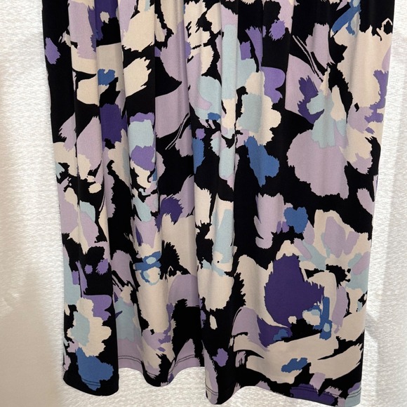 AB Studio Purple Floral Print Dress NWOT Smocked Neckline Casual Short Sleeve XL - Picture 5 of 7